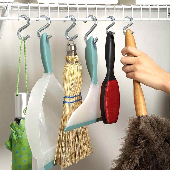 S-Hooks for Cleaning Supplies // 14 ways to Organize with S-Hooks // simplyspaced.com