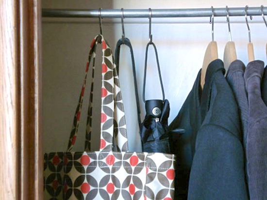 S-Hooks for Spare Closet Items // 14 ways to Organize with S-Hooks // simplyspaced.com