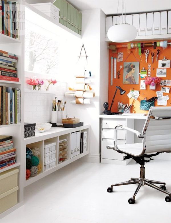 White Filers and Bins From Wall To Wall // 12 Creative Spaces for the Organized Artist // simplyspaced.com