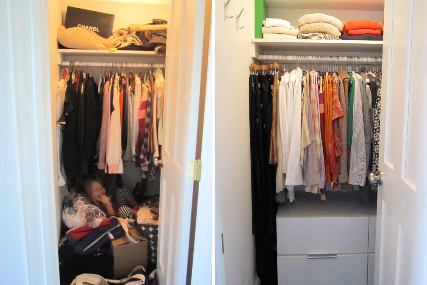 Organized closet before and after // wardrobe closet transformation // how to organize your closet // Simply Spaced