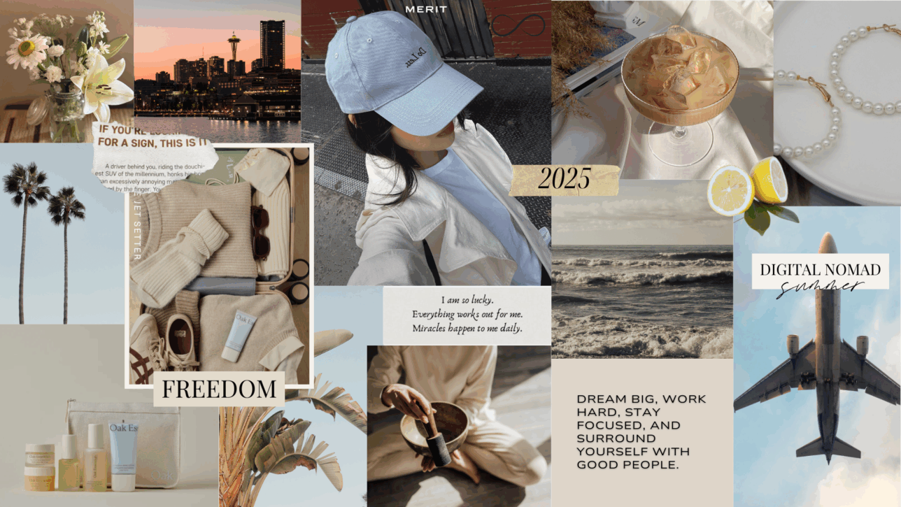 Embracing the digital nomad life. Summer 2025 Mood Board from Canva